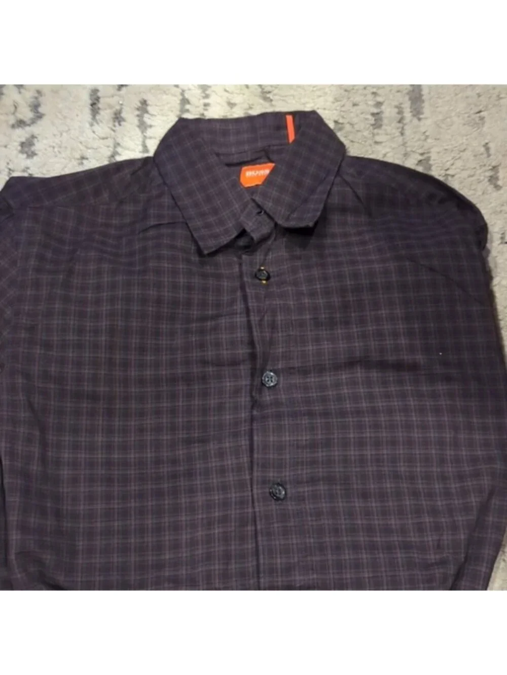 Hugo BOSS ORANGE  long sleeve Collar Check Print Sport Shirt In Brown